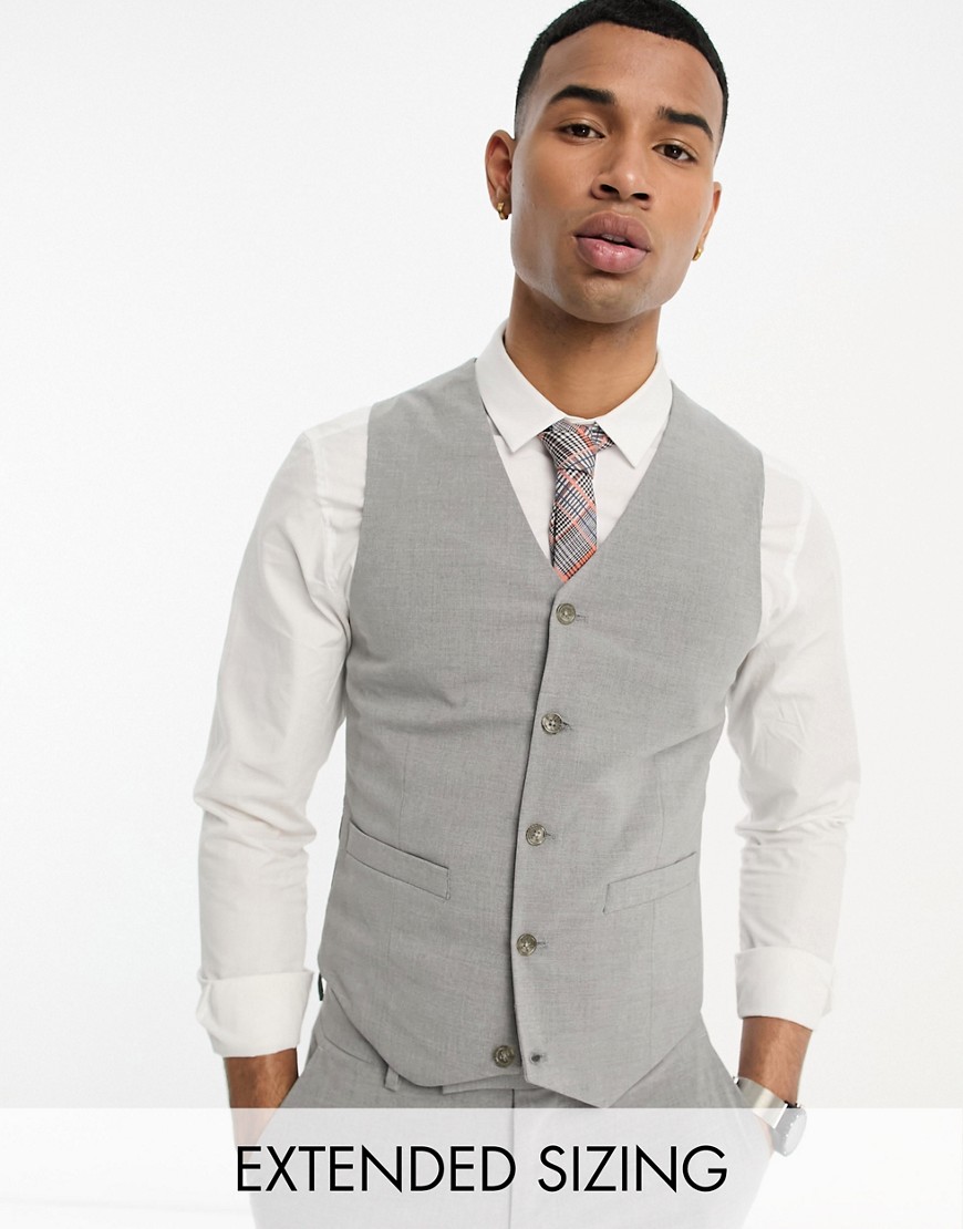 Asos Design Skinny Suit Vest In Gray