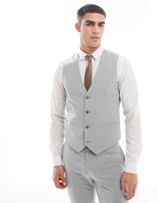 skinny suit vest in gray