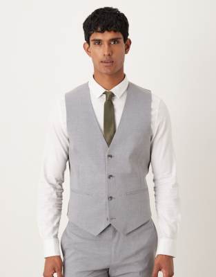 Asos Design Skinny Suit Vest In Gray