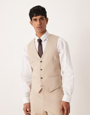 Asos Design Skinny Suit Vest In Brown