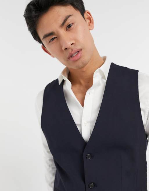 ASOS DESIGN skinny suit vest in navy