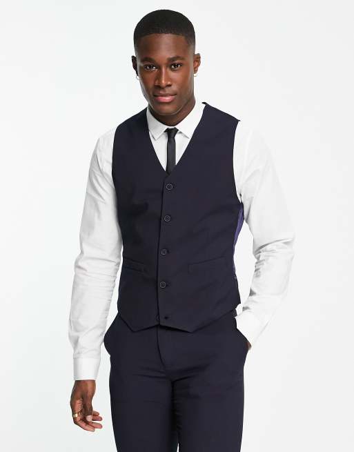 ASOS DESIGN skinny suit vest in navy | ASOS