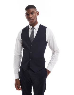 skinny suit vest in navy