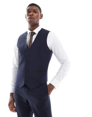Asos Design Skinny Suit Vest In Blue