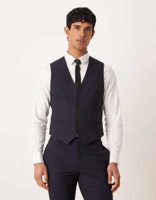Asos Design Skinny Suit Vest In Blue