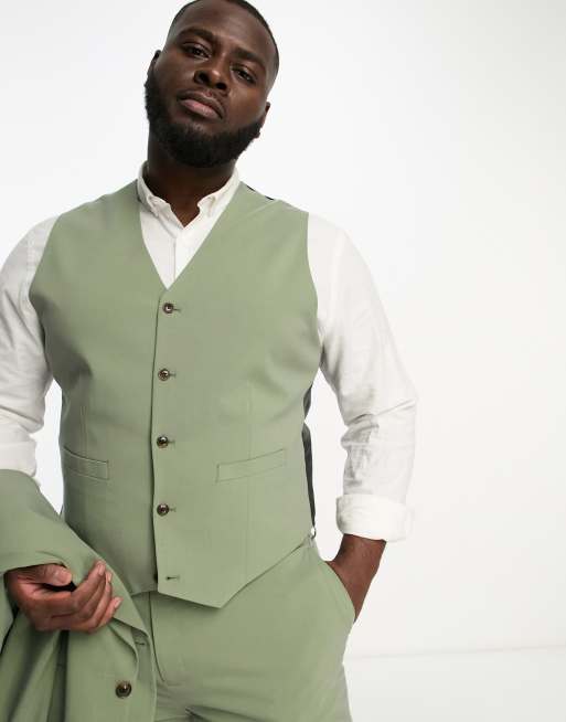 Olive green suit on sale vest