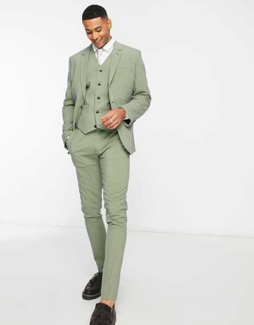 Olive green suit on sale vest