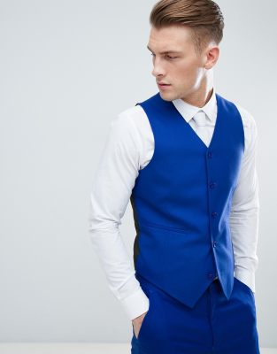 blue suit vest