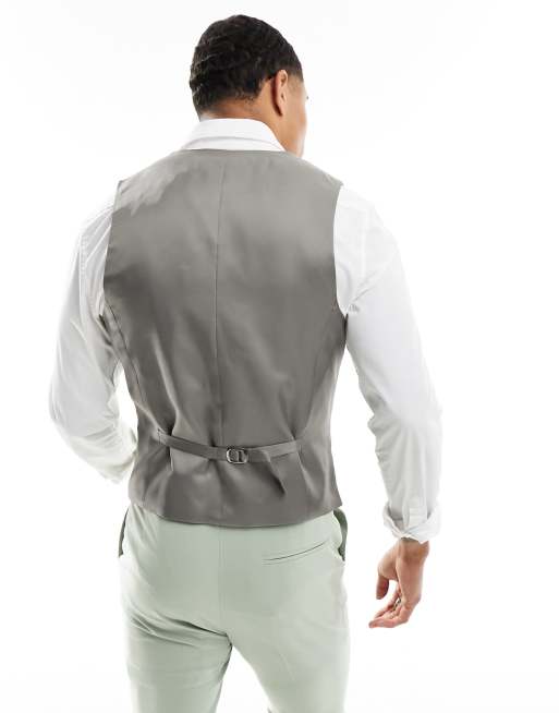 ASOS DESIGN skinny suit vest in sage green, 5 of 5