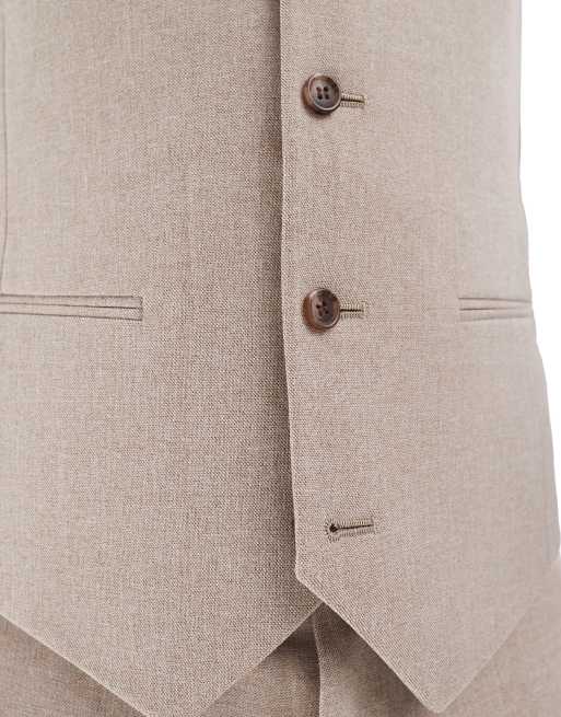 ASOS DESIGN skinny suit waistcoat in beige melange, 4 of 5