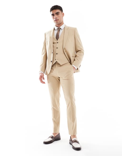 ASOS DESIGN skinny suit waistcoat in beige, 5 of 5