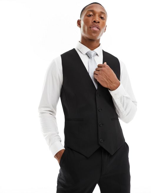ASOS DESIGN skinny suit waistcoat in black | ASOS