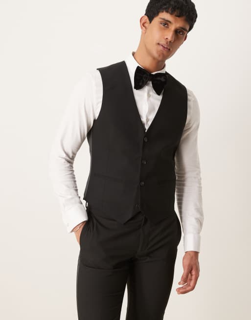 ASOS DESIGN skinny suit waistcoat in black | ASOS