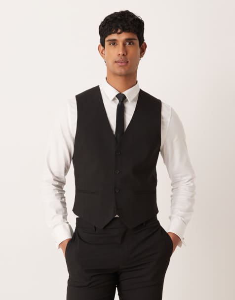 ASOS DESIGN skinny suit waistcoat in black - view 1