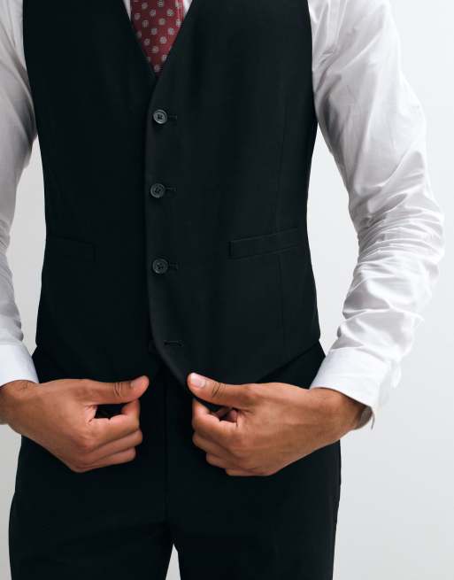 ASOS DESIGN skinny suit waistcoat in black, 3 of 5
