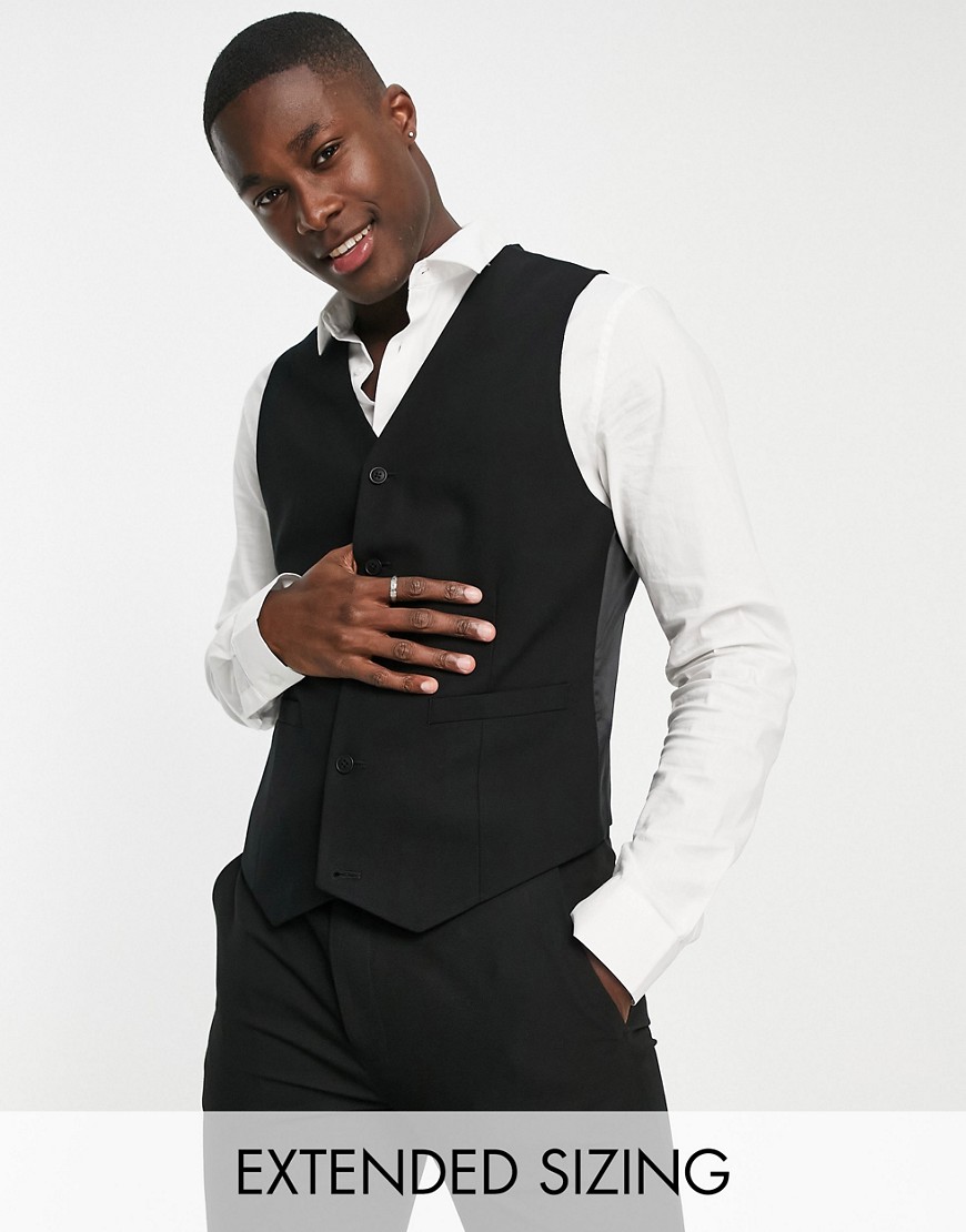 ASOS DESIGN skinny suit waistcoat in black