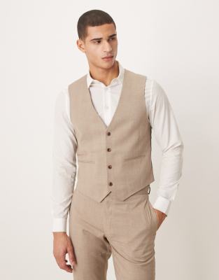 Asos Design Skinny Suit Waistcoat In Brown
