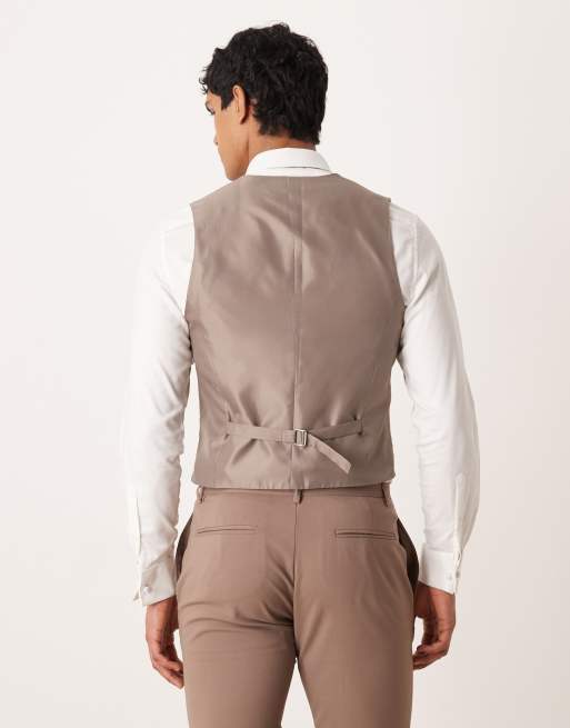 ASOS DESIGN skinny suit waistcoat in brown, 3 of 5