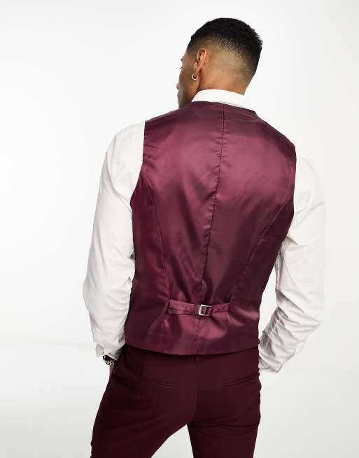 Burgundy waistcoat mens sale