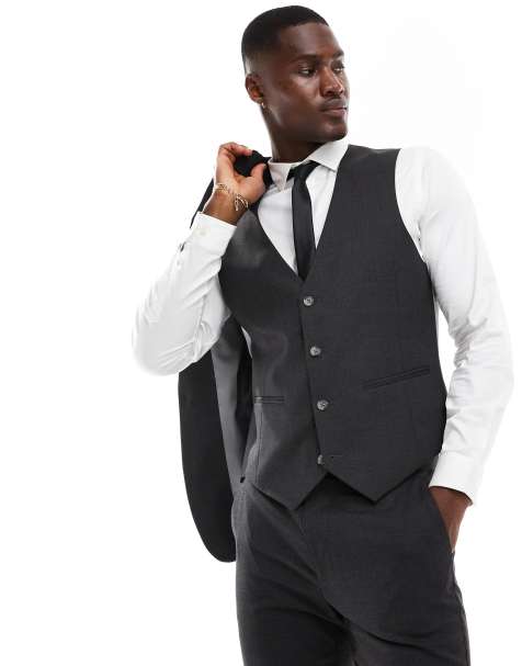 ASOS DESIGN skinny suit waistcoat in charcoal - view 1