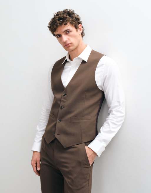 ASOS DESIGN skinny 3 piece suit in dark brown, 4 of 4