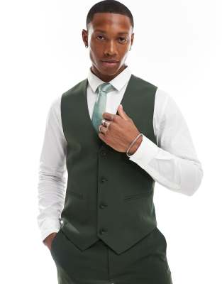 ASOS DESIGN ASOS DESIGN skinny suit waistcoat in dark green