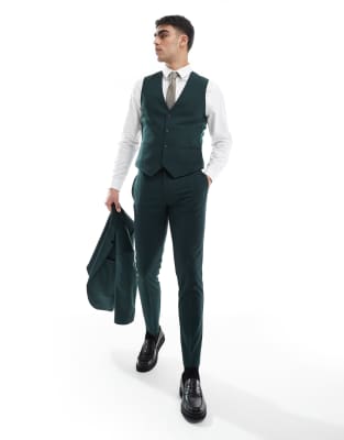 ASOS DESIGN ASOS DESIGN skinny suit waistcoat in dark green