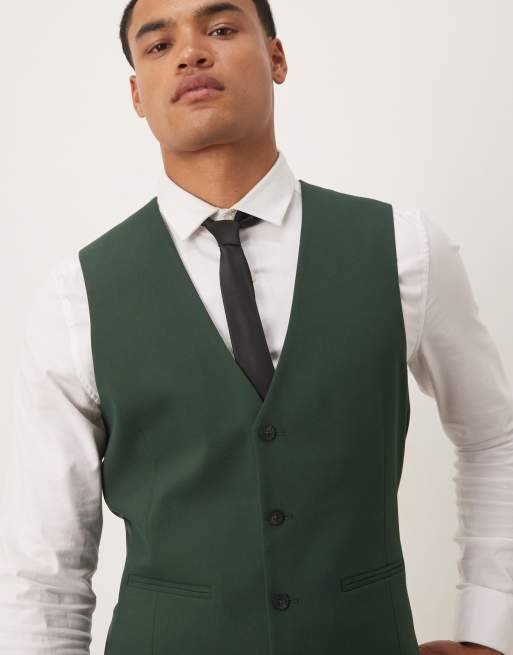 ASOS DESIGN skinny suit waistcoat in dark green, 5 of 5