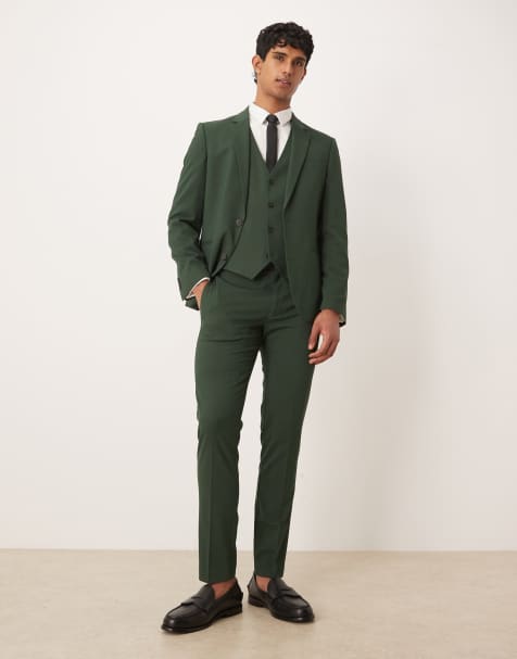 ASOS DESIGN skinny suit waistcoat in dark green - view 2