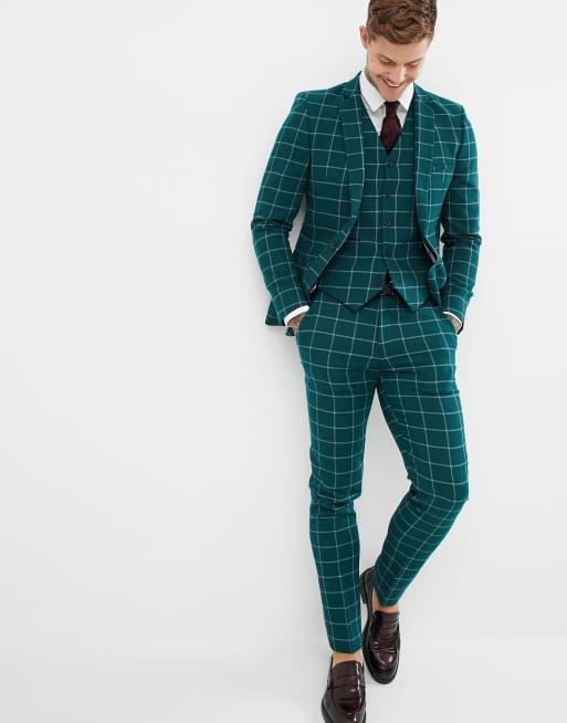 Green windowpane sale blazer