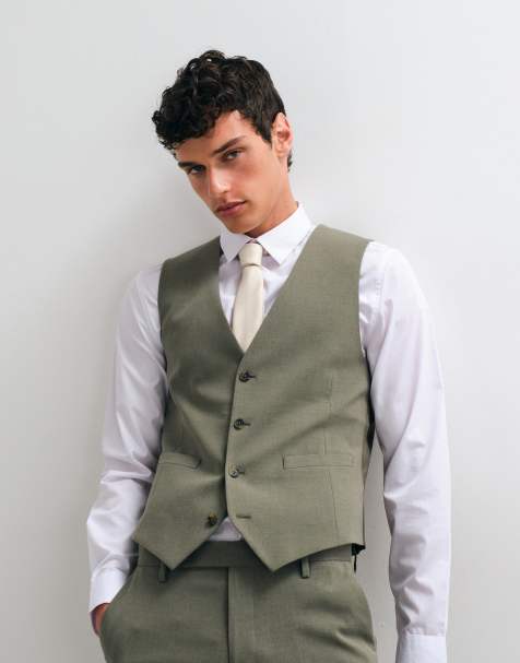 ASOS DESIGN skinny suit waistcoat in green - view 1