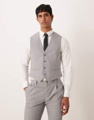 Asos Design Skinny Suit Waistcoat In Gray