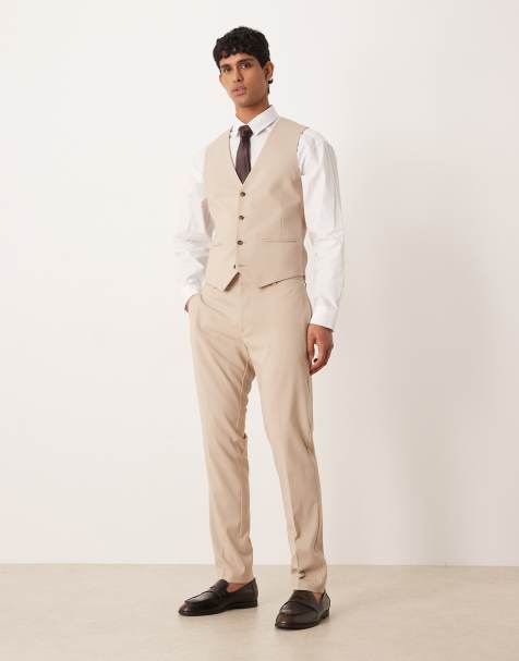 ASOS DESIGN skinny suit waistcoat in light stone - view 2