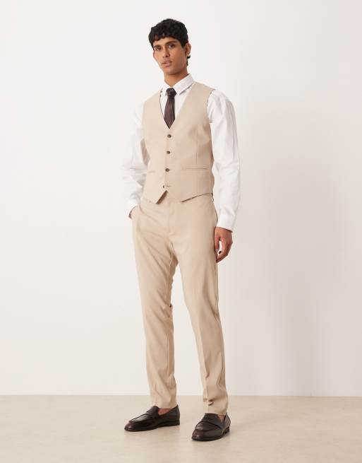 ASOS DESIGN skinny suit waistcoat in light stone, 2 of 5