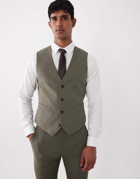 ASOS DESIGN skinny suit waistcoat in mid green - view 1