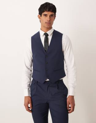 Asos Design Skinny Suit Waistcoat In Blue