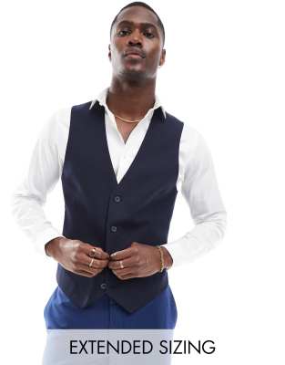 ASOS DESIGN skinny suit waistcoat in navy