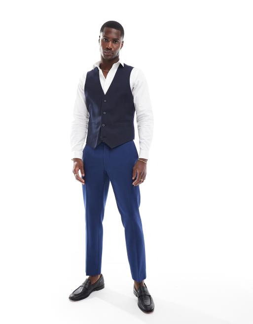 ASOS DESIGN skinny suit waistcoat in navy