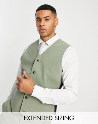 ASOS DESIGN skinny suit waistcoat in olive green