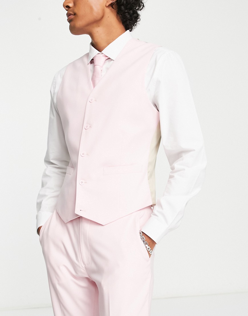 ASOS DESIGN skinny suit waistcoat in pastel pink