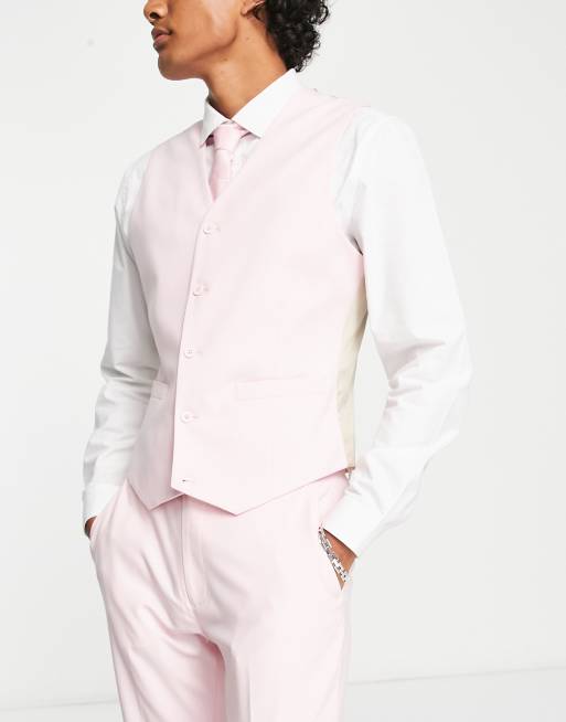 Asos Design Skinny Suit Waistcoat In Pastel Pink Asos