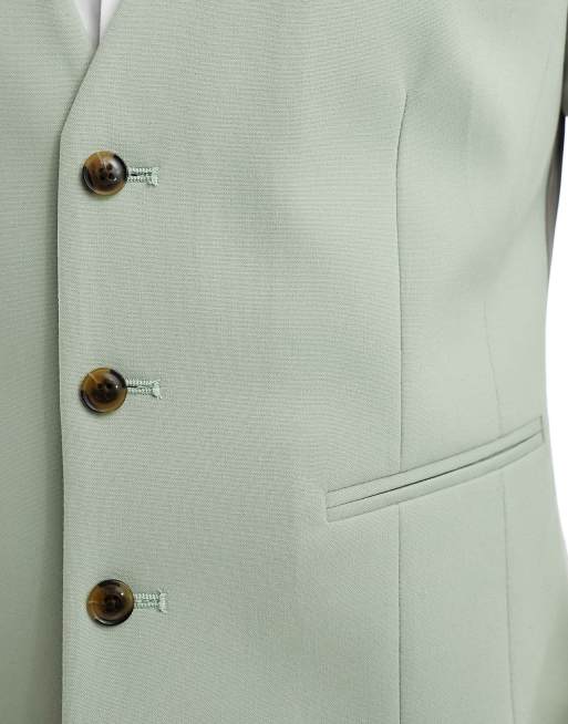 ASOS DESIGN skinny suit waistcoat in sage green, 3 of 5