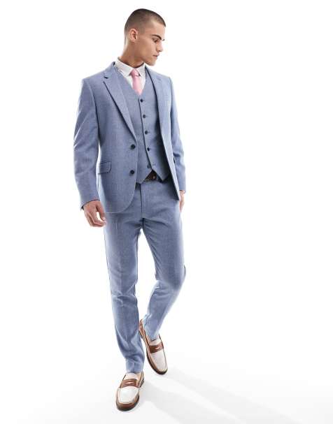 ASOS DESIGN skinny suit with wool in blue - view 1