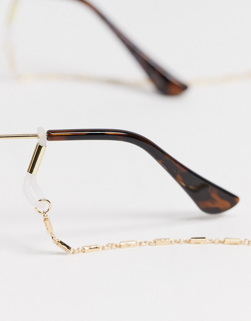 ASOS DESIGN skinny sunglasses chain with vintage chain in gold tone
