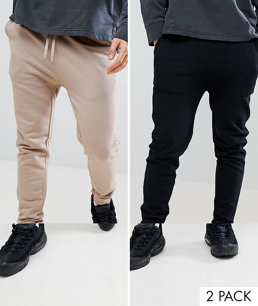 Asos Design Skinny Sweatpants 2 Pack Black/beige Save-multi