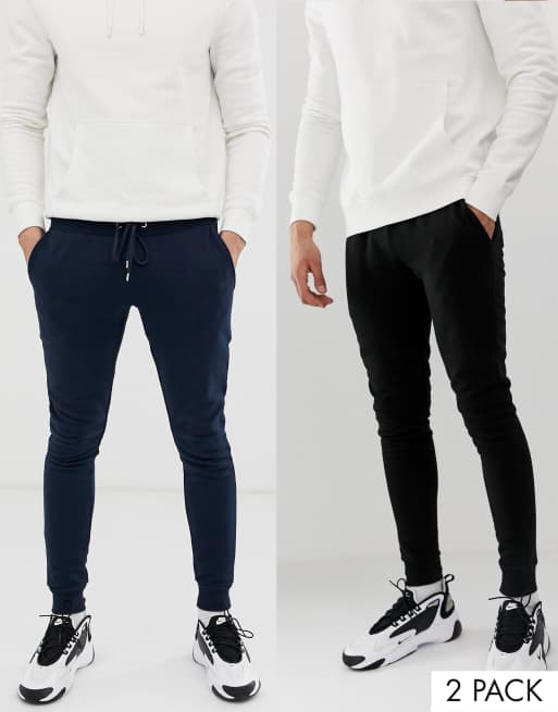 ASOS DESIGN skinny sweatpants 2 pack black / navy | ASOS