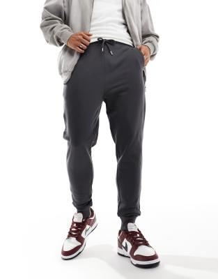 ASOS DESIGN ESSENTIAL SKINNY SWEATPANTS IN CHARCOAL-GRAY