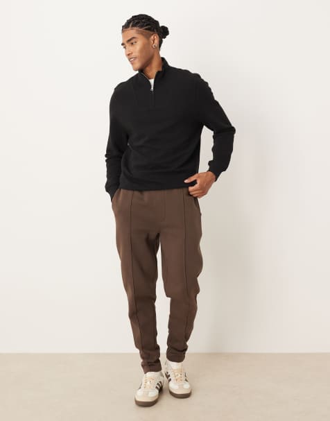 ASOS DESIGN skinny sweatpants with pintucks in brown - view 1