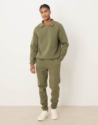 Asos Design Skinny Sweatpants With Pintucks In Green
