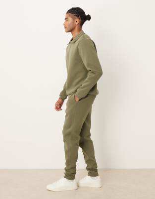 Asos Design Skinny Sweatpants With Pintucks In Green